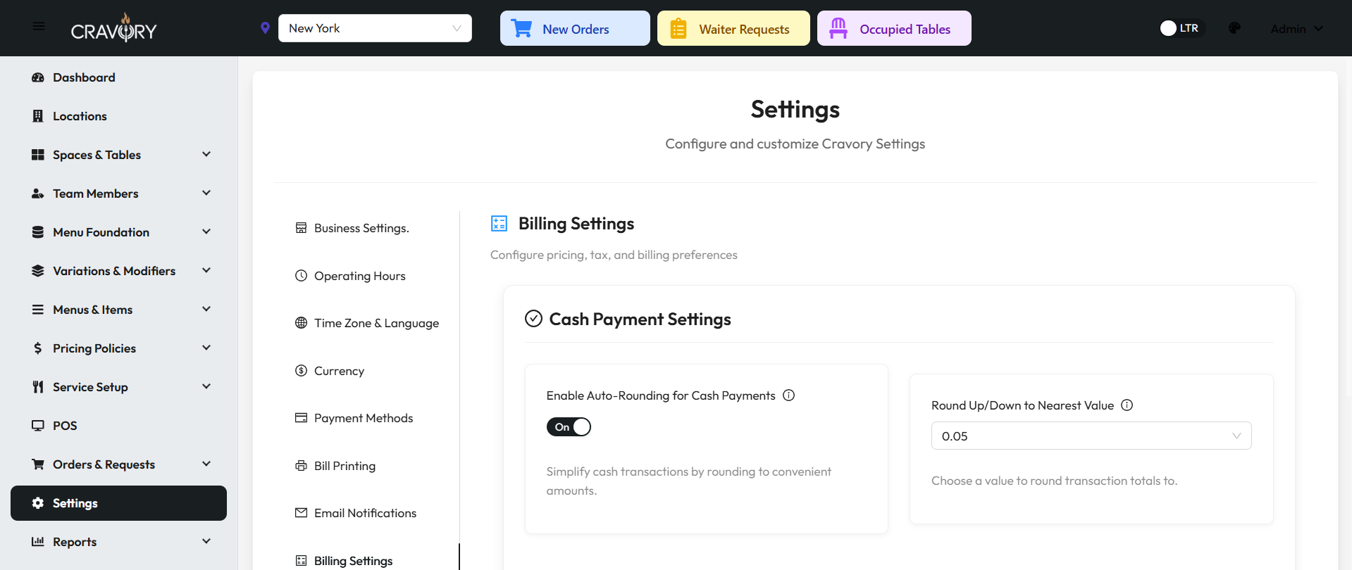 Cash Payment Rounding Settings