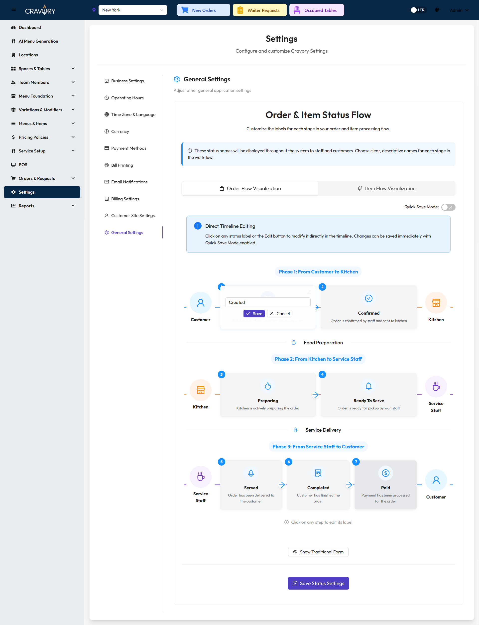 Order Created Status Configuration