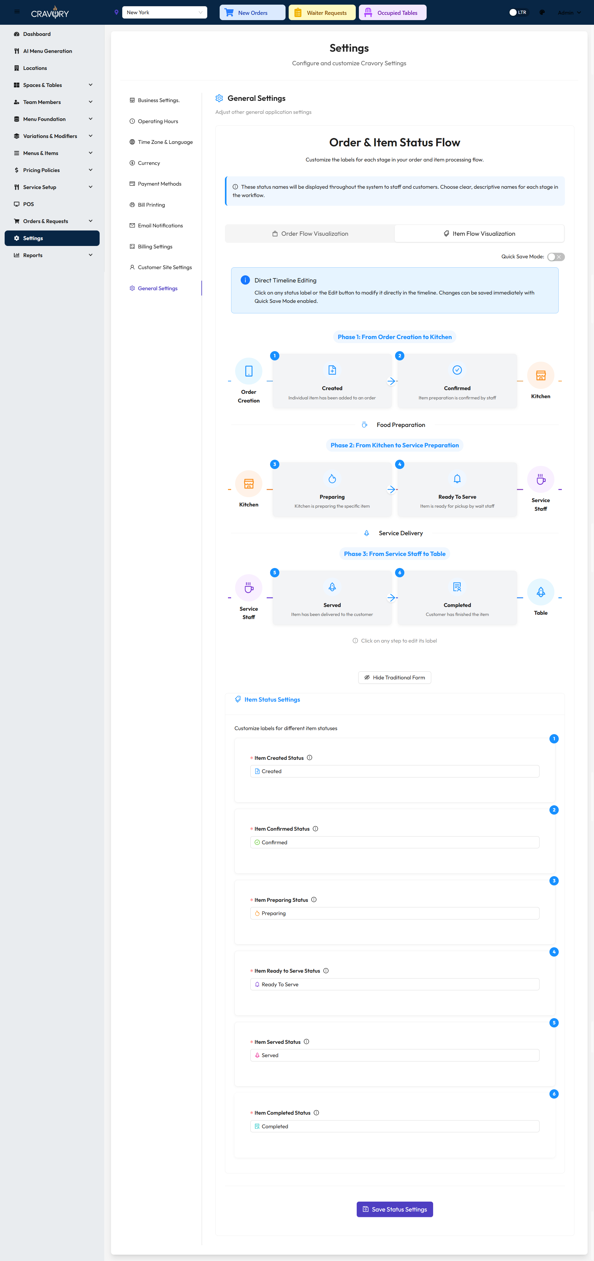 Traditional UI for Item Status Text