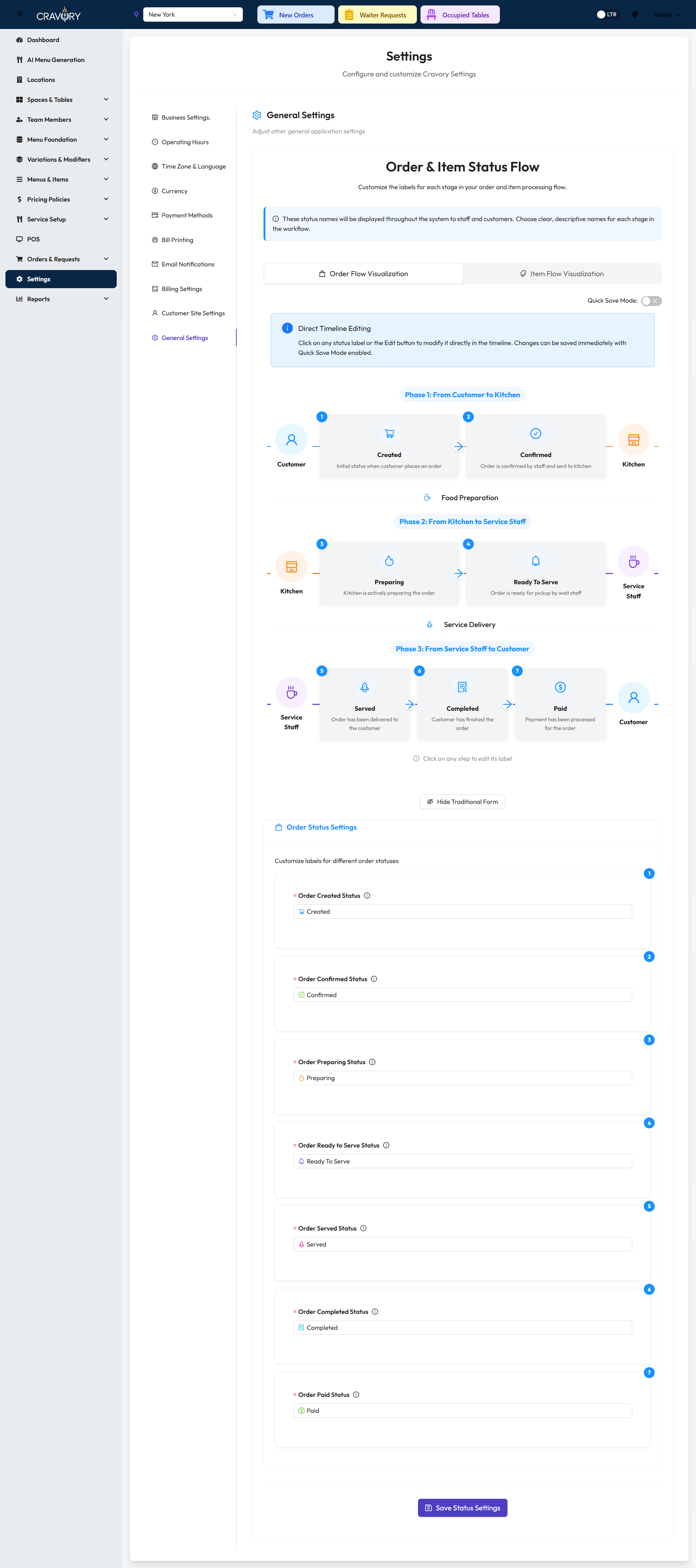 Traditional UI for Order Status Text