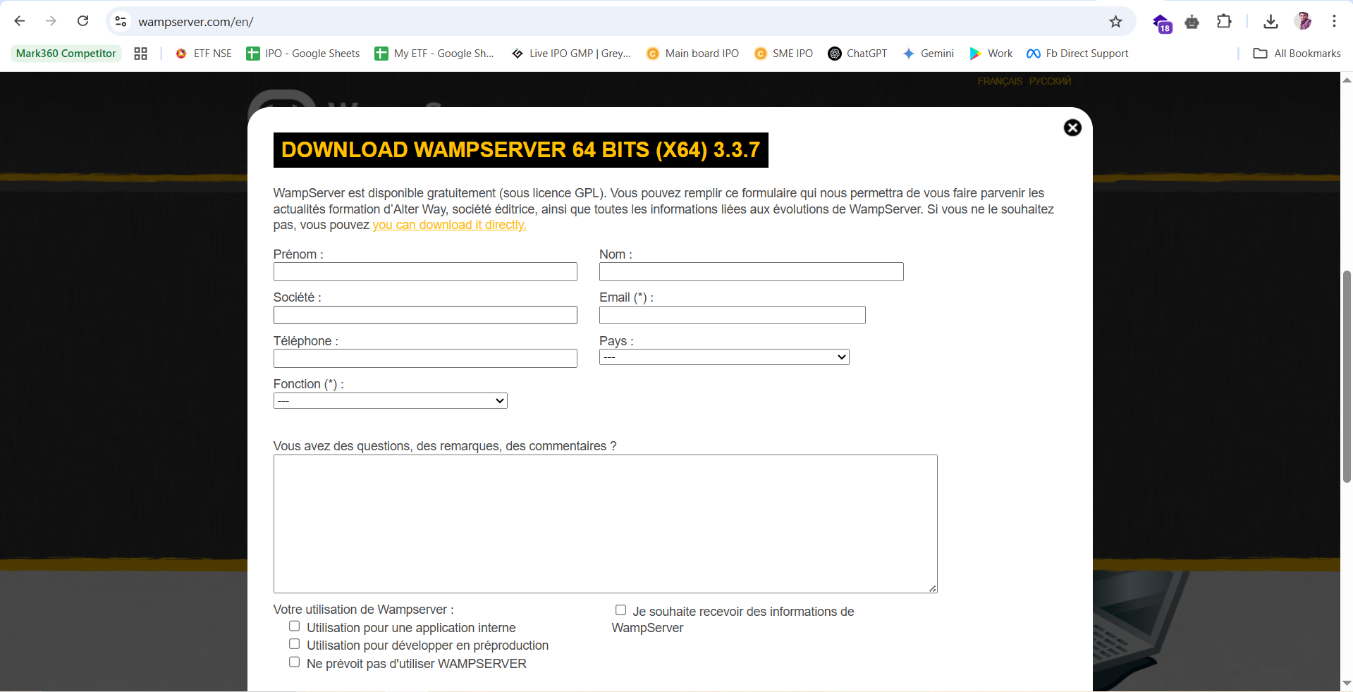 WAMP Server Running